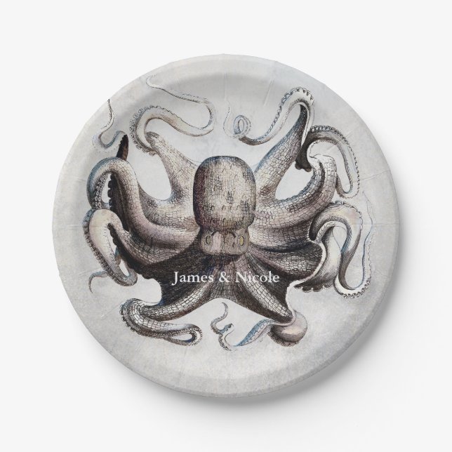 Prato De Papel Placas de Partido Personalizadas Elegantes de Octo (Frente)