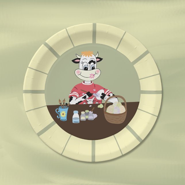 Prato De Papel Placas de Páscoa de cartoon em branco (Cute Easter paper plate)