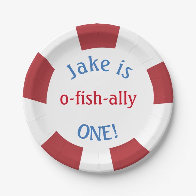 Prato De Papel Placas de pesca previstas para o aniversário (Frente)