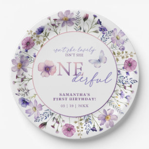 Prato De Papel Placas de primeiro aniversario - Roxo