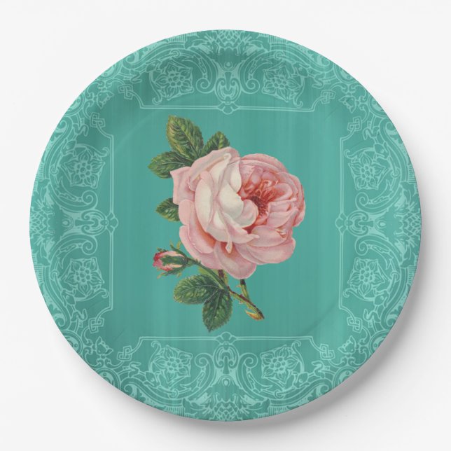 Prato De Papel Placas de Rosa de pintura para pintura (Frente)