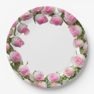 Prato De Papel Placas de rosca rosa macia, Placa redonda de papel