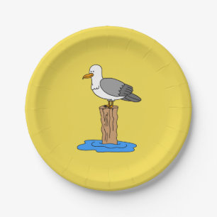 Prato De Papel Placas de Tema de Verão na praia de Seagull