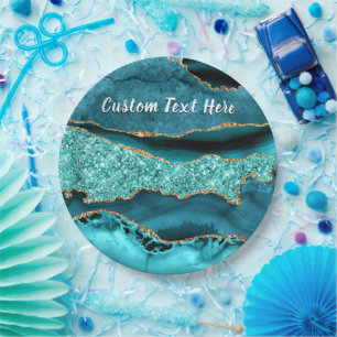 Prato De Papel Placas de Texto Personalizadas com Brilho Dourado