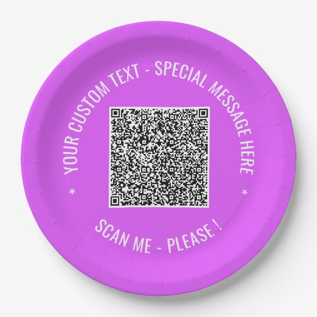 Prato De Papel Placas de Texto Personalizadas do Código QR (Frente)