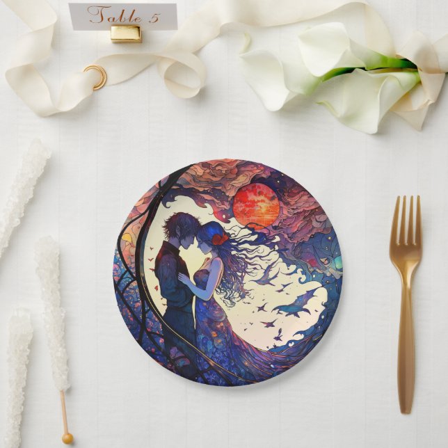 Prato De Papel Placas De Vidro De casal Faux (Casamento)