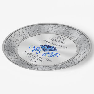 Prato De Papel Placas do aniversário de casamento da safira lind