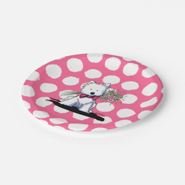 Prato De Papel Placas do Namorados KiniArt Westie Terrier (Inclinado)