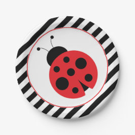Prato De Papel Placas do Partido Ladybug Striped