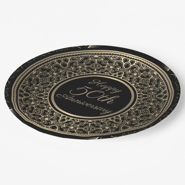 Prato De Papel Placas Douradas de Papel Medallion (Inclinado)