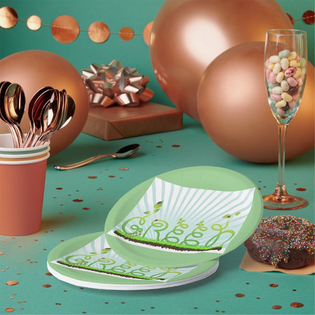 Prato De Papel Placas em papel de conceito verde (Criador carregado)