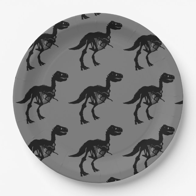 Prato De Papel Placas especiais especiais para esqueleto de dinos (Frente)