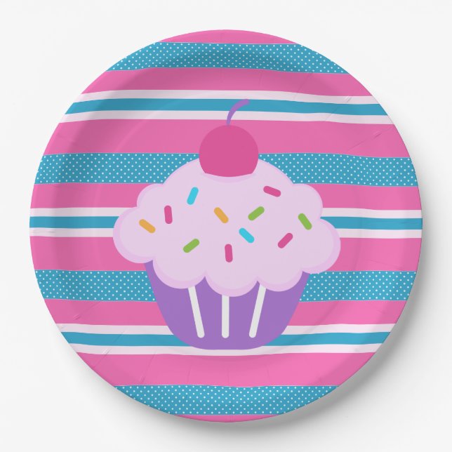 Prato De Papel Placas/faixas de papel com Cupcake (Frente)