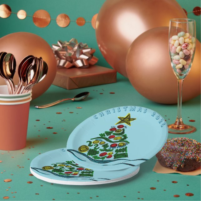 Prato De Papel Placas festivas de Natal em árvore (Múltiplo)