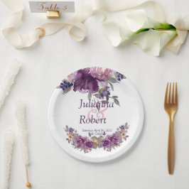 Prato De Papel Placas florais de papel de casamento com coloração