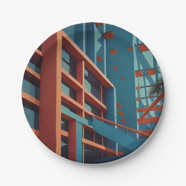 Prato De Papel Placas Geométricas Modernas (Frente)