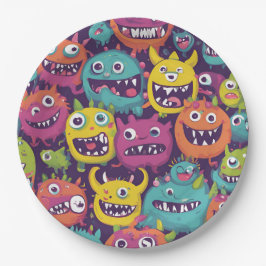 Prato De Papel Placas Mash Monster