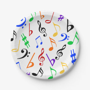 Prato De Papel Placas Musicais - Coloridas: 369
