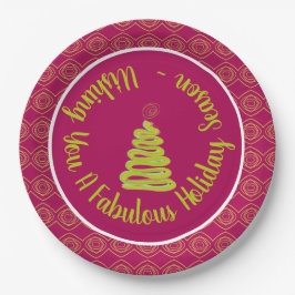 Prato De Papel Placas Padrão De Natal Com Verde limão