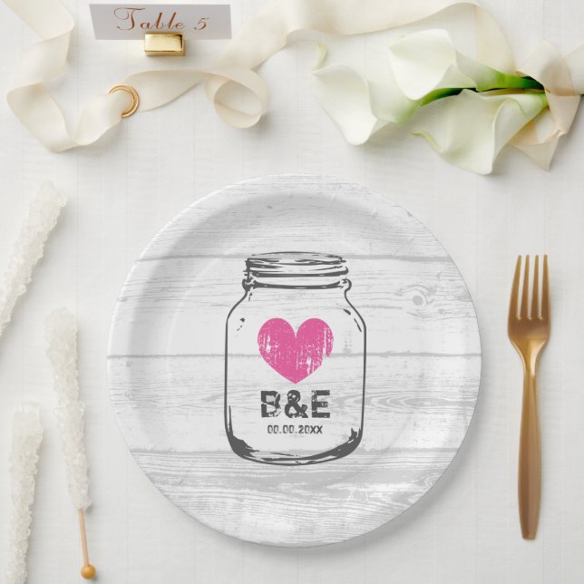 Prato De Papel Placas para casamentos de valas de jarro de madeir (Casamento)