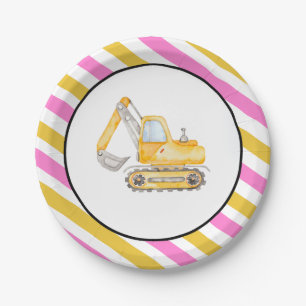 Prato De Papel Placas Para Veículos De Construção De Meninas