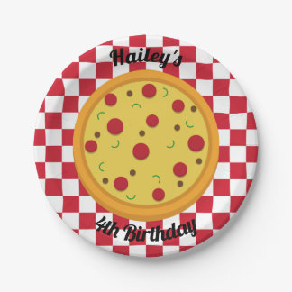 Prato De Papel Placas personalizadas do Pizza Party