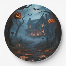 Prato De Papel Placas redondas de Halloween de 9" personalizadas