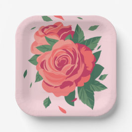 Prato De Papel Placas rosa cor-de-rosa do Partido do namorados em