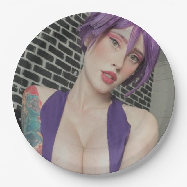 Prato De Papel Placas roxas (Frente)