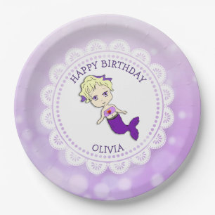 Prato De Papel Placas roxas personalizadas do aniversário da