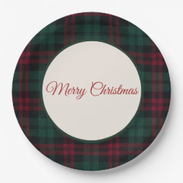 Prato De Papel Plaid de Natal Clássico Feliz Natal