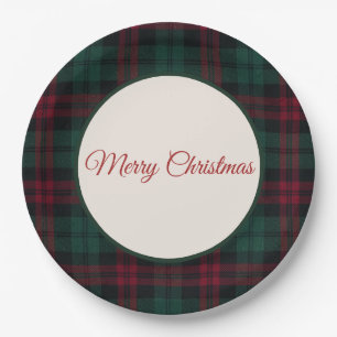 Prato De Papel Plaid de Natal Clássico Feliz Natal