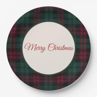 Prato De Papel Plaid de Natal Clássico Feliz Natal