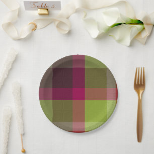 Prato De Papel Plaid Decorativo