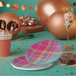 Prato De Papel Plaid Decorativo