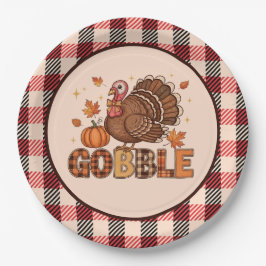 Prato De Papel Plaid & Whimsy – Festive Thanksgiving Turkey