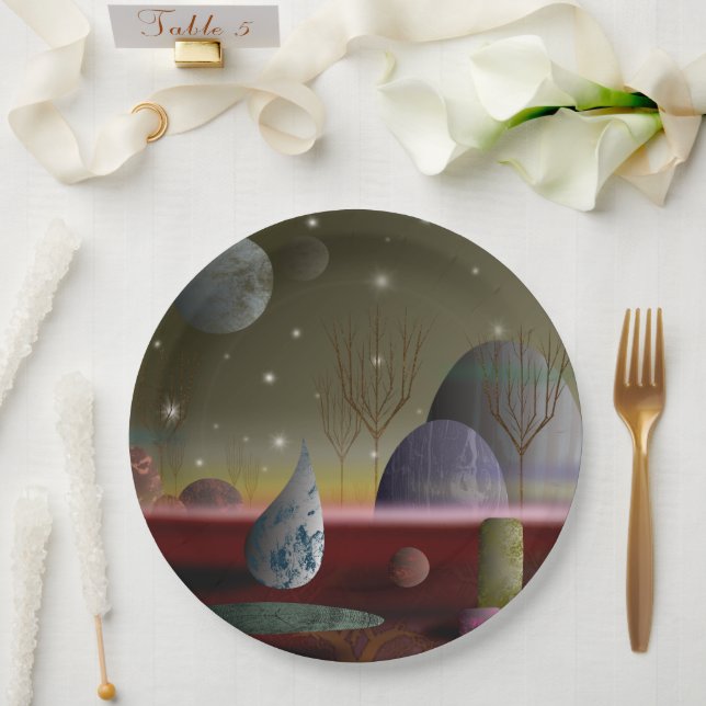 Prato De Papel Planeta Das Formas 9" Placas De Papel (Casamento)
