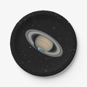 Prato De Papel Planeta Saturno Starry Sky