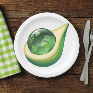 Prato De Papel Planeta Sustentável Eco Earth Avocado Globe