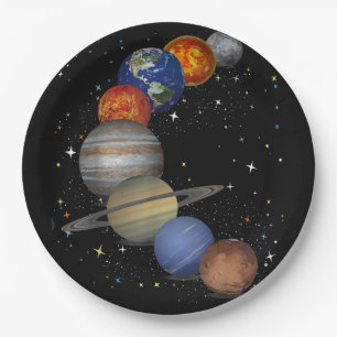 Prato De Papel Planetas de Galáxia Universo Astronomia Solar Espa