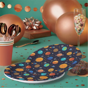 Prato De Papel Planetas felizes
