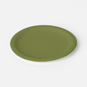 Prato De Papel PLATAS DE PAPEL DE Gingham Verde-Oliva