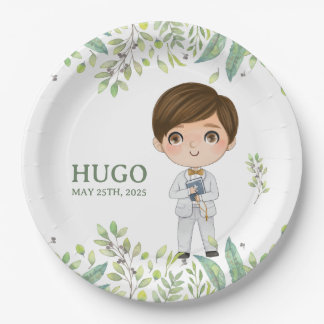 Prato De Papel Plato de papel redondo HUGO Primera Comunión