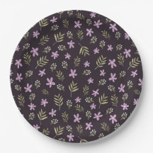 Plato de papel Violetas y flores silvestres