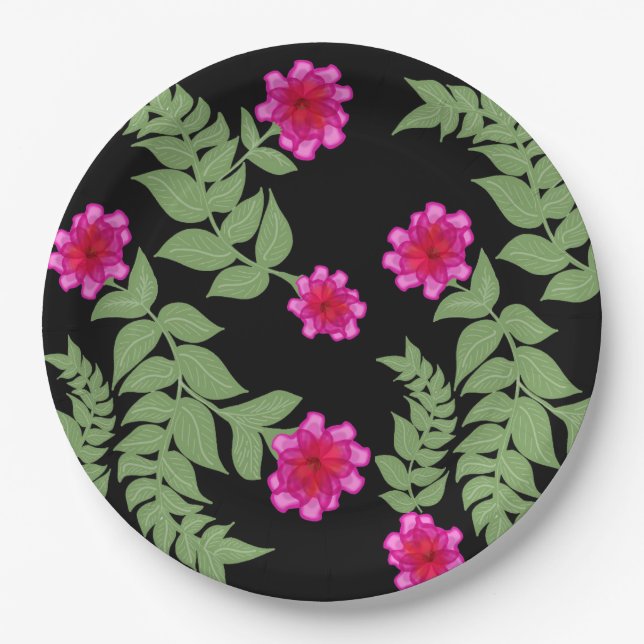 Prato De Papel plato floral (Frente)