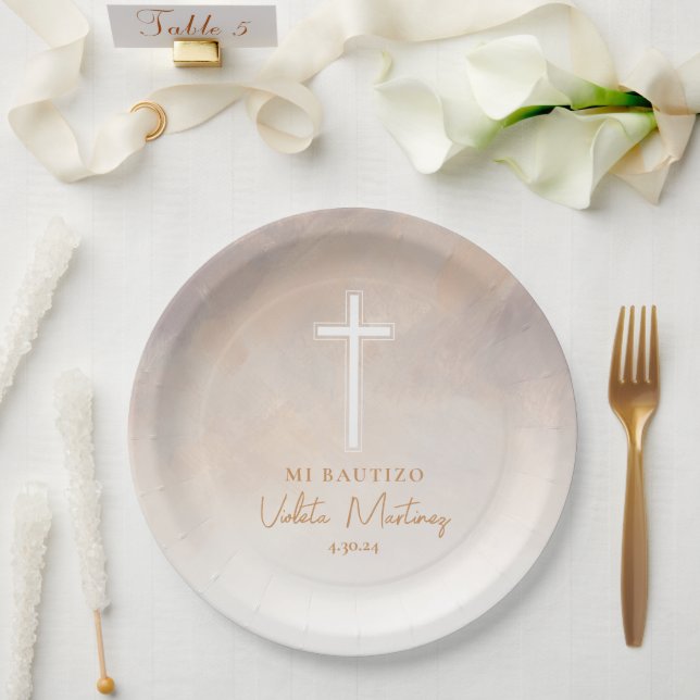 Prato De Papel Platos de Papel Espanhol Platos de Bautizo Morado (Casamento)