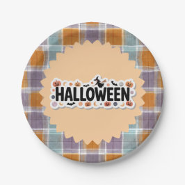 Prato De Papel Playful Halloween Plaid