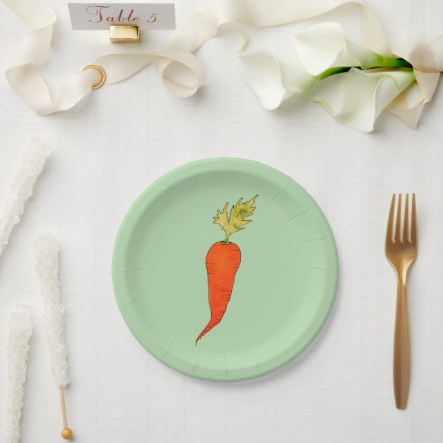 Prato De Papel Playful Watercolor Carrot (Casamento)