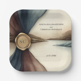 Prato De Papel Plum and Blue Ombre Ribbon Seal