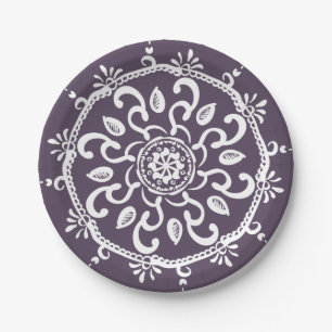 Prato De Papel Plum Mandala